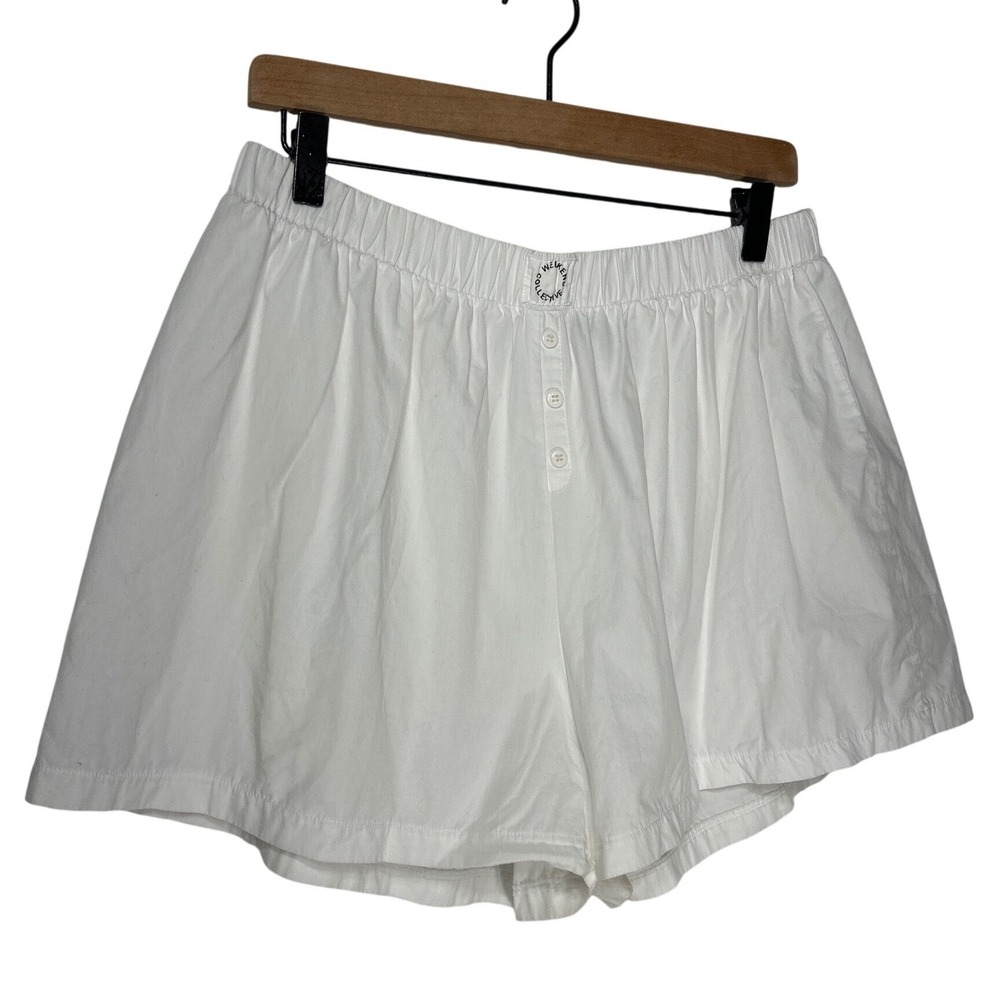 ASOS Weekend Collective White Cotton Boxer Lounge Shorts US 12 UK 16 EU 44